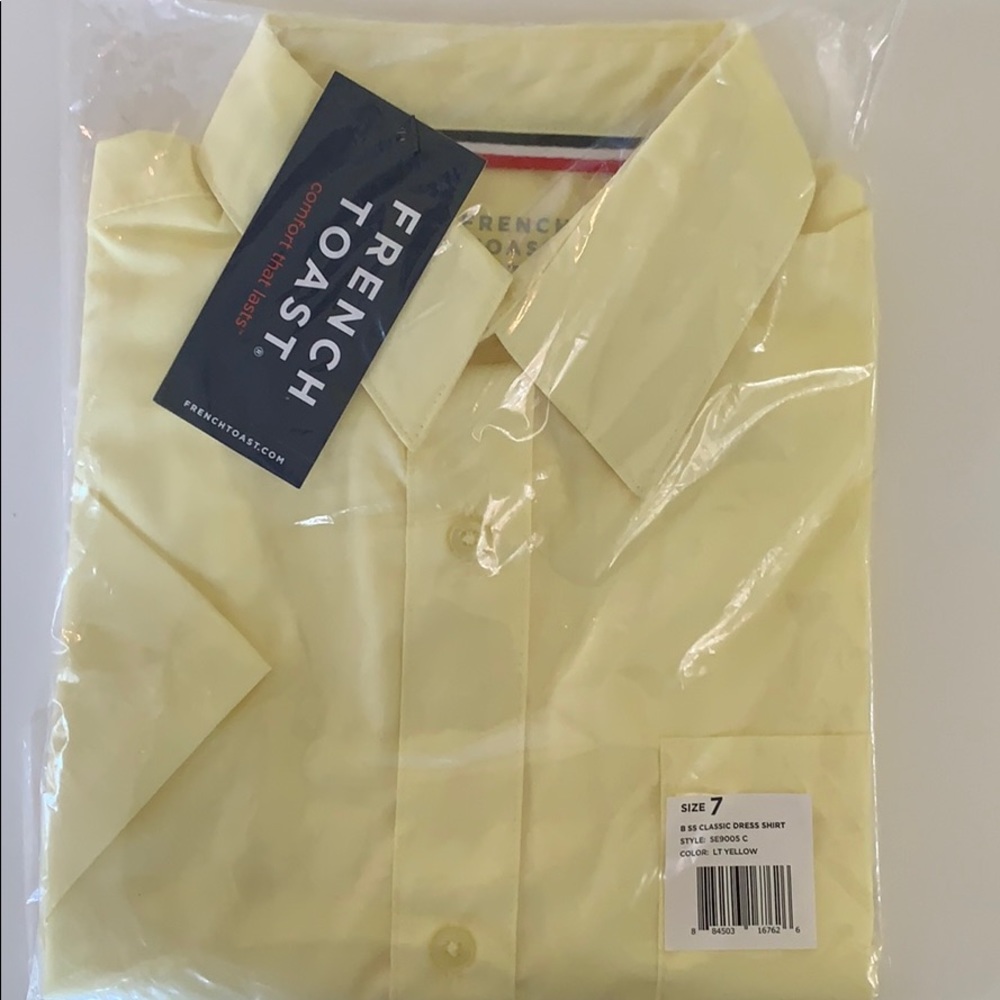 Kids Short Sleeve Yellow Button Down